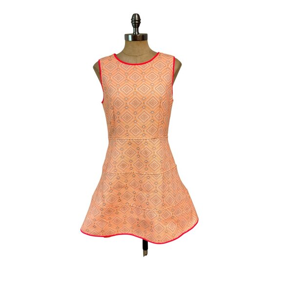 Sail to Sable Melon Jacquard Flare Dress Size 10 - Picture 1 of 5